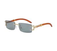 GGYTMQL Lunettes de soleil vintage en bois sans monture pour femme - Rectangulaire - Élégantes et classiques - Lunettes de soleil de luxe, Vert/gris, Taille unique