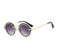 GGYTMQL Lunettes de soleil vintage en métal PC punk hommes femmes petites lunettes rondes de luxe personnalisées hip-hop lunettes de soleil, doré, Taille unique