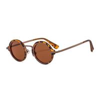 GGYTMQL Lunettes de soleil vintage en métal PC punk hommes femmes petites lunettes rondes de luxe personnalisées hip-hop lunettes de soleil, Léopard, Taille unique