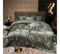 GGYTMQL Luxury Bleu D Grey Smooth Soft Liberding Ensemble en Satin Jacquard Cotton Queen King Coltre Cover-Lit Feuille de lit d'oreiller