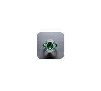 GGYTMQL Luxury Emerald Green Cubic Zirconia Énoncé empilable Anneaux pour les femmes Mariage de fiançailles 925 Siltring Silver Best Fami Solitaire Simulate Diamond Cocktail Anneaux (8#)