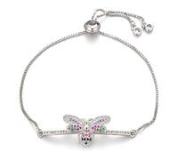 GGYTMQL Luxury Multi-Micro Pavé Cubic Zirconia Bee Charm Chaîne Link Brand Ladies Bijoux Cadeau