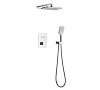 GGYTMQL Mélangeur thermostatique dissimulé pour salle de bain Système de robinet de douche rectangulaire ABS Rainfall Pomme de douche Mitigeur de douche pour salle de bain