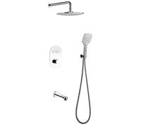 GGYTMQL Mélangeur thermostatique dissimulé pour salle de bain Système de robinet de douche rectangulaire ABS Rainfall Pomme de douche Mitigeur de douche pour salle de bain