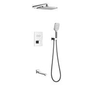 GGYTMQL Mélangeur thermostatique dissimulé pour salle de bain Système de robinet de douche rectangulaire ABS Rainfall Pomme de douche Mitigeur de douche pour salle de bain