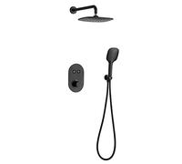 GGYTMQL Mélangeur thermostatique dissimulé pour salle de bain Système de robinet de douche rectangulaire ABS Rainfall Pomme de douche Mitigeur de douche pour salle de bain