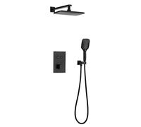 GGYTMQL Mélangeur thermostatique dissimulé pour salle de bain Système de robinet de douche rectangulaire ABS Rainfall Pomme de douche Mitigeur de douche pour salle de bain