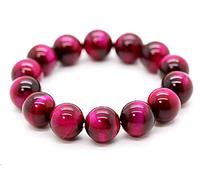 GGYTMQL Natural Rose Tiger's Eye Woman Man Gemstone Round Beads Femme Bracelet 16 mm