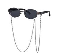 GGYTMQL Nouvelles lunettes de soleil carrées irrégulières pour femmes avec chaîne dégradée, lunettes de soleil en alliage UV400, Noir/gris, Taille unique