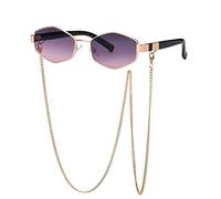 GGYTMQL Nouvelles lunettes de soleil carrées irrégulières pour femmes avec chaîne dégradée, lunettes de soleil en alliage UV400, Gris/rose, Taille unique