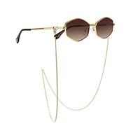 GGYTMQL Nouvelles lunettes de soleil carrées irrégulières pour femmes avec chaîne dégradée, lunettes de soleil en alliage UV400, Double thé doré, Taille unique