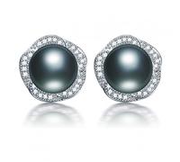 GGYTMQL Pain 9-10 mm Round Women Femmes Perle Boucles d'oreilles, Rose Blanc Violet Noir coloré