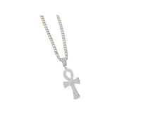 GGYTMQL Paperclip Gold plaqué Ankh Croix Pendentif Collier Plat Figaro Chain de Croix égyptienne pour Femmes