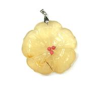 GGYTMQL Pendants en pierre Forme de plante Agates cristallines Collier Pendentif pour les bijoux Taille de la taille 50 mm pour les filles (couleur métallique: Jade jaune)
