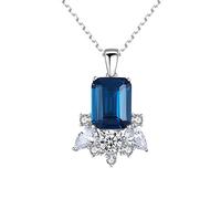 GGYTMQL Pendentif carré cube bleu et collier 925 collier de cou