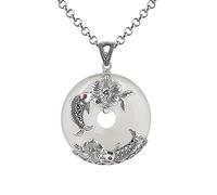 GGYTMQL Pendentif de calcédoine naturel pur 925 Bijoux de collier de poisson en argent