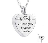 GGYTMQL Pendre des Cendres de Coeur, chaînes de Collier en Acier Inoxydable Je t'aime pour Toujours ... Pendant Le médaillon commémoratif pour Hommes Femmes avec kit et Sac d'entonnoir