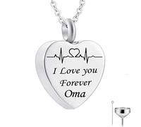 GGYTMQL Pendre des Cendres de Coeur, chaînes de Collier en Acier Inoxydable Je t'aime pour Toujours ... Pendant Le médaillon commémoratif pour Hommes Femmes avec kit et Sac d'entonnoir