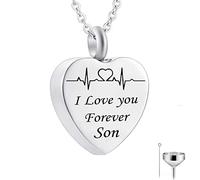 GGYTMQL Pendre des Cendres de Coeur, chaînes de Collier en Acier Inoxydable Je t'aime pour Toujours ... Pendant Le médaillon commémoratif pour Hommes Femmes avec kit et Sac d'entonnoir