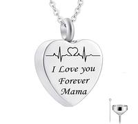 GGYTMQL Pendre des Cendres de Coeur, chaînes de Collier en Acier Inoxydable Je t'aime pour Toujours ... Pendant Le médaillon commémoratif pour Hommes Femmes avec kit et Sac d'entonnoir