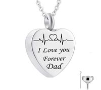 GGYTMQL Pendre des Cendres de Coeur, chaînes de Collier en Acier Inoxydable Je t'aime pour Toujours ... Pendant Le médaillon commémoratif pour Hommes Femmes avec kit et Sac d'entonnoir
