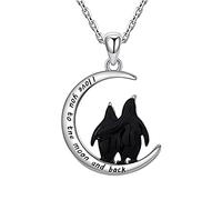 GGYTMQL Penguin Heart Pendant Chain Black Enumel Collier pour femmes Bijoux Fine Gift pour la Saint-Valentin