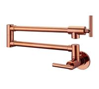 GGYTMQL Pot remplissage Faucet mural Moucle mat en laiton massif noir Double articulation du bras swing pliant de cuisine pliant avec trou unique (or rose)