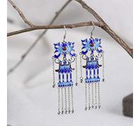 GGYTMQL pour la Goutte d'oreille de Style Chinois S925 Blue Blue Blue Long Femmes Femmes Thai Vintage Butfly Perles Chaîne d'oreilles Red Agate
