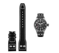 GGYTMQL Pour le pilote IWC Mark CowHide Sangle 21 mm 22 mm 20 mm en cuir authentique Band Bamboo Grain Rivets Brun Black Black Watchband Band