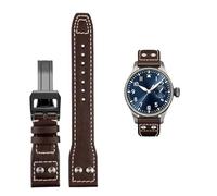 GGYTMQL Pour le pilote IWC Mark CowHide Sangle 21 mm 22 mm 20 mm en cuir authentique Band Bamboo Grain Rivets Brun Black Black Watchband Band