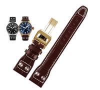 GGYTMQL Pour le pilote IWC Mark CowHide Sangle 21 mm 22 mm 20 mm en cuir authentique Band Bamboo Grain Rivets Brun Black Black Watchband Band