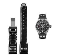 GGYTMQL Pour le pilote IWC Mark CowHide Sangle 21 mm 22 mm 20 mm en cuir authentique Band Bamboo Grain Rivets Brun Black Black Watchband Band