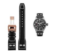 GGYTMQL Pour le pilote IWC Mark CowHide Sangle 21 mm 22 mm 20 mm en cuir authentique Band Bamboo Grain Rivets Brun Black Black Watchband Band
