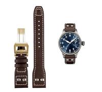 GGYTMQL Pour le pilote IWC Mark CowHide Sangle 21 mm 22 mm 20 mm en cuir authentique Band Bamboo Grain Rivets Brun Black Black Watchband Band