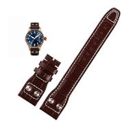 GGYTMQL Pour le pilote IWC Mark CowHide Sangle 21 mm 22 mm 20 mm en cuir authentique Band Bamboo Grain Rivets Brun Black Black Watchband Band