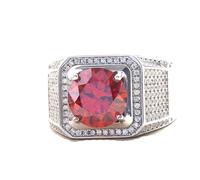 GGYTMQL Produits de Fille 5 Ring Moisanite for Mens Rouge en Diamant Rouge/Bleu Bande Sterling Argent avec plaqué D Color Clarity Round Coup Men Moisanite Anneaux de fiançailles Solitaire Promesse