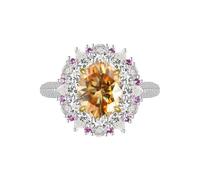GGYTMQL Produits de Fille éblouissantes 3 Anneaux Moisanite pour Femmes Couper Ovale D Couleur S925 Sterling Silver Lab Créé des Anneaux de Diamant Parfaits pour Les fêtes de Usure Quotidienne