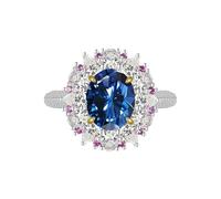 GGYTMQL Produits de Fille éblouissantes 3 Anneaux Moisanite pour Femmes Couper Ovale D Couleur S925 Sterling Silver Lab Créé des Anneaux de Diamant Parfaits pour Les fêtes de Usure Quotidienne