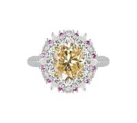 GGYTMQL Produits de Fille éblouissantes 3 Anneaux Moisanite pour Femmes Couper Ovale D Couleur S925 Sterling Silver Lab Créé des Anneaux de Diamant Parfaits pour Les fêtes de Usure Quotidienne