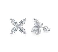 GGYTMQL Produits de Filles 2.4 Boucles d'oreilles à étalons Moisanite pour Femmes D Color S925 Sterling Silver Lab Créé de Boucles d'oreilles en Diamant Quatre Feuilles Clover Design Perfect