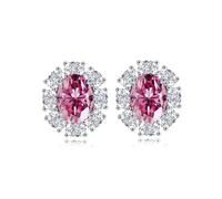 GGYTMQL Produits de Filles 4 Boucles d'oreilles étouffantes Moisanite pour Femmes D Color S925 Sterling Silver Lab Créé des Boucles d'oreilles en Diamant