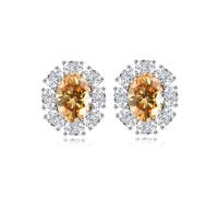 GGYTMQL Produits de Filles 4 Boucles d'oreilles étouffantes Moisanite pour Femmes D Color S925 Sterling Silver Lab Créé des Boucles d'oreilles en Diamant