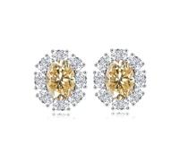 GGYTMQL Produits de Filles 4 Boucles d'oreilles étouffantes Moisanite pour Femmes D Color S925 Sterling Silver Lab Créé des Boucles d'oreilles en Diamant
