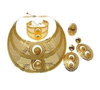 GGYTMQL Produits de Filles 4 PCS Sparkling 24k Mariage Bijoux pour Femmes Boucles de Bracelet Collier Ensembles de Bijoux de mariée pour Femmes Prom Costume Accessoires Cadeaux