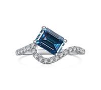 GGYTMQL Produits de Filles éblouissantes 2 Anneaux Moisanite pour Les Femmes Emerald Coup D Color S925 Sterling Silver Lab Créé des Anneaux de Diamant Parfaits pour Les fêtes de Port Quotidiennes