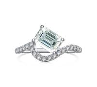 GGYTMQL Produits de Filles éblouissantes 2 Anneaux Moisanite pour Les Femmes Emerald Coup D Color S925 Sterling Silver Lab Créé des Anneaux de Diamant Parfaits pour Les fêtes de Port Quotidiennes