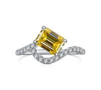 GGYTMQL Produits de Filles éblouissantes 2 Anneaux Moisanite pour Les Femmes Emerald Coup D Color S925 Sterling Silver Lab Créé des Anneaux de Diamant Parfaits pour Les fêtes de Port Quotidiennes