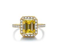 GGYTMQL Produits de Filles éblouissantes 3 Anneaux Moisanite pour Les Femmes Emerald Coup D Color S925 Sterling Silver Lab Créé des Anneaux de Diamant Parfaits pour Les fêtes de Port Quotidiennes
