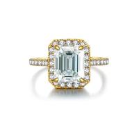 GGYTMQL Produits de Filles éblouissantes 3 Anneaux Moisanite pour Les Femmes Emerald Coup D Color S925 Sterling Silver Lab Créé des Anneaux de Diamant Parfaits pour Les fêtes de Port Quotidiennes