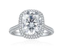 GGYTMQL Produits de Filles éblouissantes 5 Anneaux Moisanite pour Femmes coupés Coussin D Couleur S925 Sterling Silver Lab Créé des Anneaux de Diamant Parfaits pour Les fêtes de vêtements